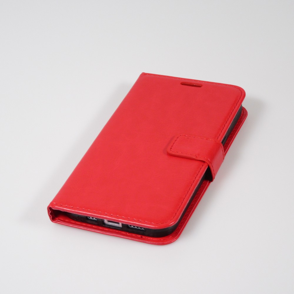 Fourre iPhone 15 Plus - Premium Flip cuir lisse porte-cartes - Rouge