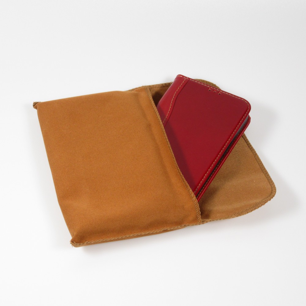 Hülle iPhone 15 Pro - Flip Fierre Shann Echtleder - Rot