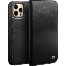Fourre iPhone 14 Pro - Flip Qialino cuir véritable - Noir