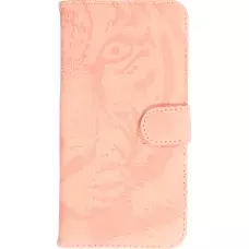 Fourre iPhone 14 Pro Max - Flip 3D en similicuir Oeil du tigre - Rose