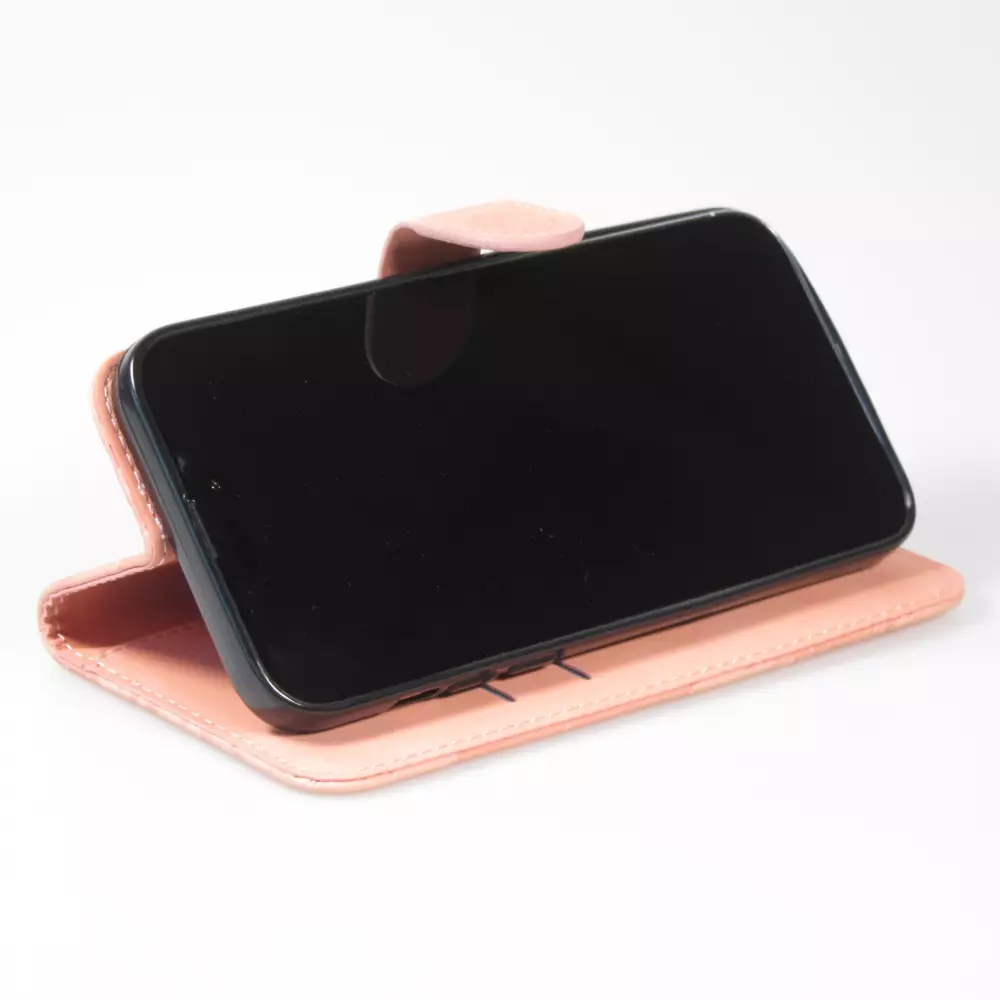 Fourre iPhone 14 Pro Max - Flip 3D en similicuir Oeil du tigre - Rose