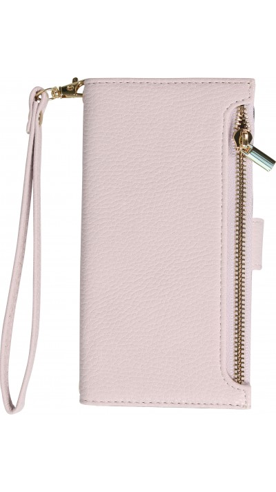 Fourre iPhone 15 Pro Max - Flip Wallet en cuir végétal avec portefeuille et fermeture magnétique - Violet