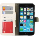 Fourre iPhone 17e / 16e - Premium Flip cuir lisse porte-cartes - Blanc