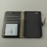 Fourre iPhone 17e / 16e - Premium Flip cuir lisse porte-cartes - Noir