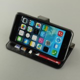 Fourre iPhone 17e / 16e - Premium Flip cuir lisse porte-cartes - Noir