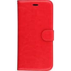 Fourre iPhone 17e / 16e - Premium Flip cuir lisse porte-cartes - Rouge