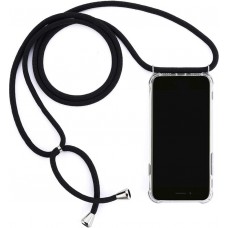 Hülle Samsung Galaxy S24 - Gummi transparent mit Seil - Schwarz