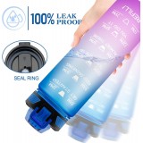 Grosse Wasserflasche 1000ml Stay Hydrated mit Drink-Motivation und Sicherheitsverschluss - Schwarz