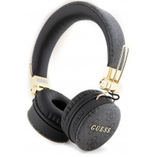 Guess Premium-Audio-Kopfhörer drahtlos On-Ear Headphones Bluetooth 5.3 - Studio Quality Sound - Leder Monogramm - Schwarz
