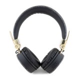Guess Premium-Audio-Kopfhörer drahtlos On-Ear Headphones Bluetooth 5.3 - Studio Quality Sound - Leder Monogramm - Schwarz