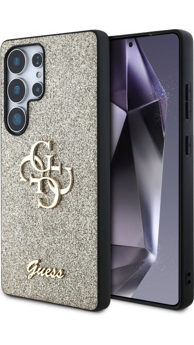 Coque Samsung Galaxy S25 Ultra - Guess métal logo 4G glitter strass - Or