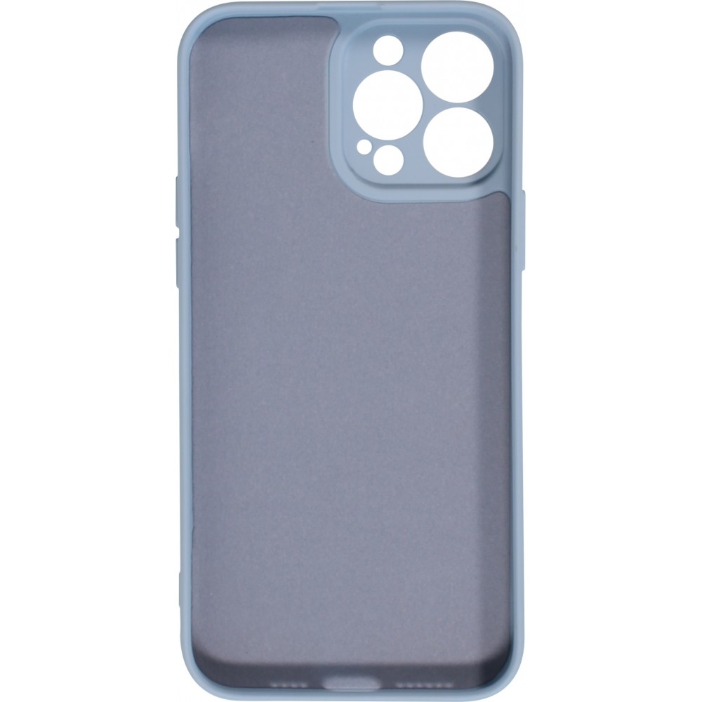Housse iPhone 15 Plus - Coque en silicone souple avec MagSafe et protection pour caméra - Bleu gris