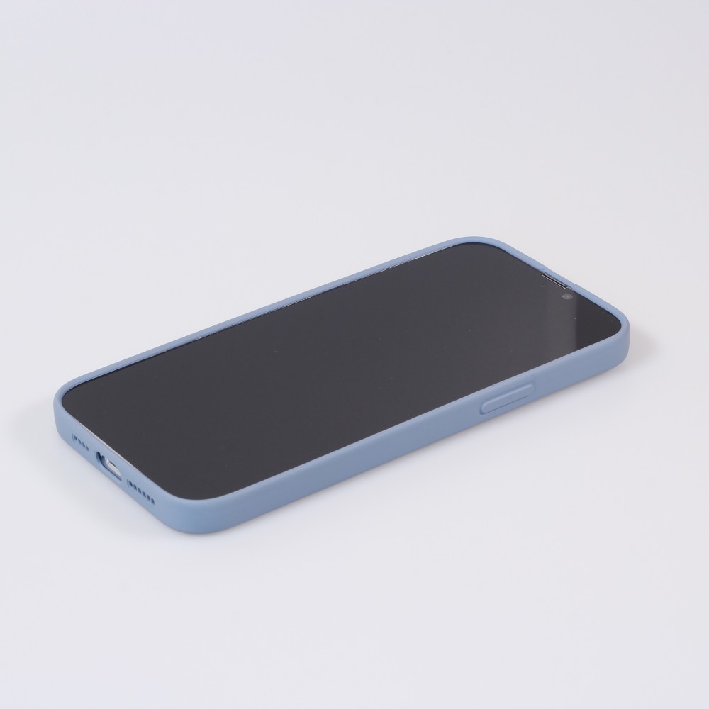 Housse iPhone 15 Plus - Coque en silicone souple avec MagSafe et protection pour caméra - Bleu gris