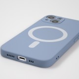Housse iPhone 15 Plus - Coque en silicone souple avec MagSafe et protection pour caméra - Bleu gris