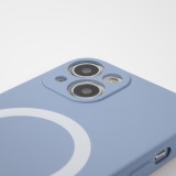 Housse iPhone 15 Plus - Coque en silicone souple avec MagSafe et protection pour caméra - Bleu gris