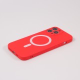 iPhone 15 Pro Max Case Hülle - Soft-Shell silikon cover mit MagSafe und Kameraschutz - Rot