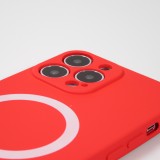 iPhone 15 Pro Max Case Hülle - Soft-Shell silikon cover mit MagSafe und Kameraschutz - Rot