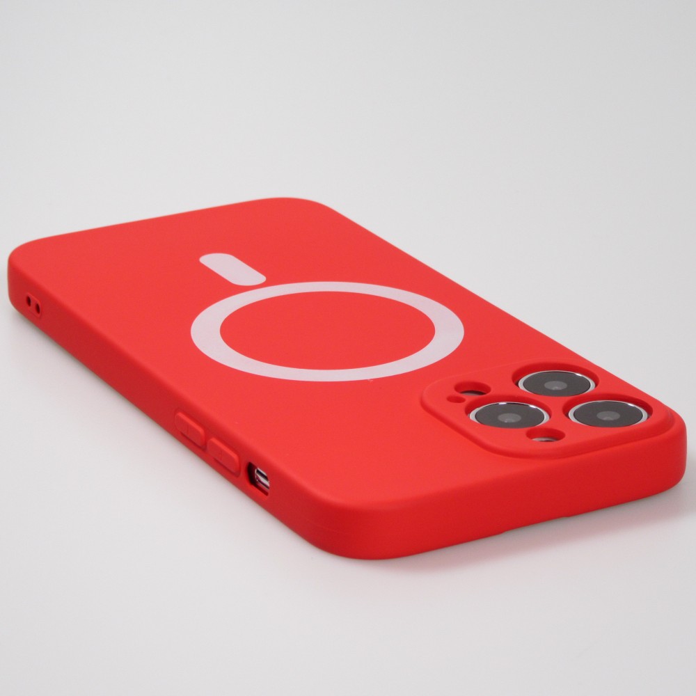 iPhone 15 Pro Max Case Hülle - Soft-Shell silikon cover mit MagSafe und Kameraschutz - Rot