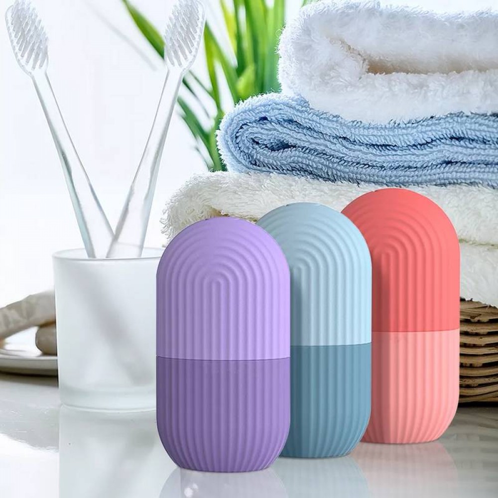 Ice face rouleau de massage facial cryothérapie en silicone outil de soin et massage de la peau - Rouge