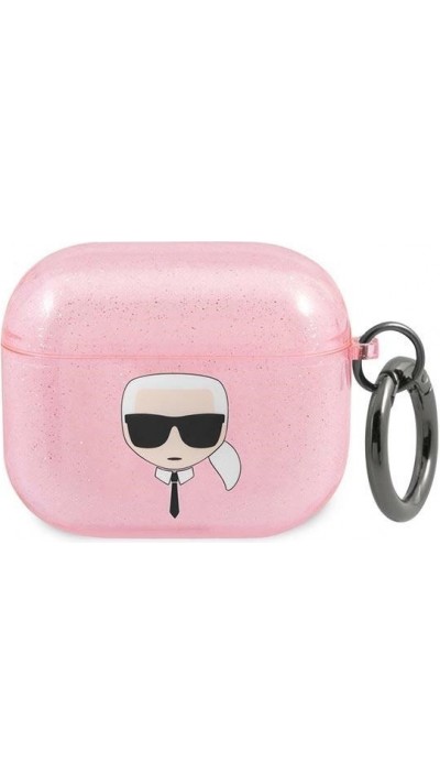 Coque AirPods 3 - Karl Lagerfeld Glitter Tête de Karl - Rose