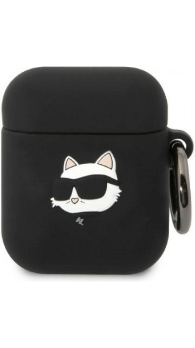 Coque AirPods 1 / 2 - Karl Lagerfeld KLA2RUNCHK silicone 3D Choupette - Noir