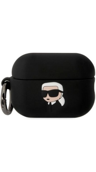 Coque AirPods Pro / Pro 2 - Karl Lagerfeld silicone 3D tête Karl - Noir