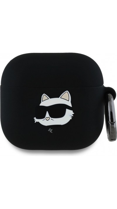 Coque AirPods 4 - Karl Lagerfeld tête Choupette 3D - Noir