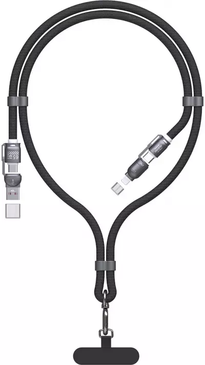 Dudao L20MAX 4-in-1 Kabelband USB-A / USB-C / Lightning PD QC 65W (1,5 m) - Schwarz
