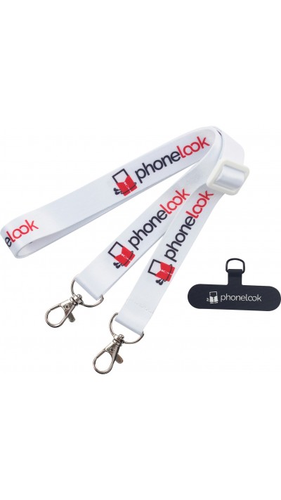 Lani&egrave;re universelle attache-t&eacute;l&eacute;phone tour de cou compatible avec toutes les coques - Blanc