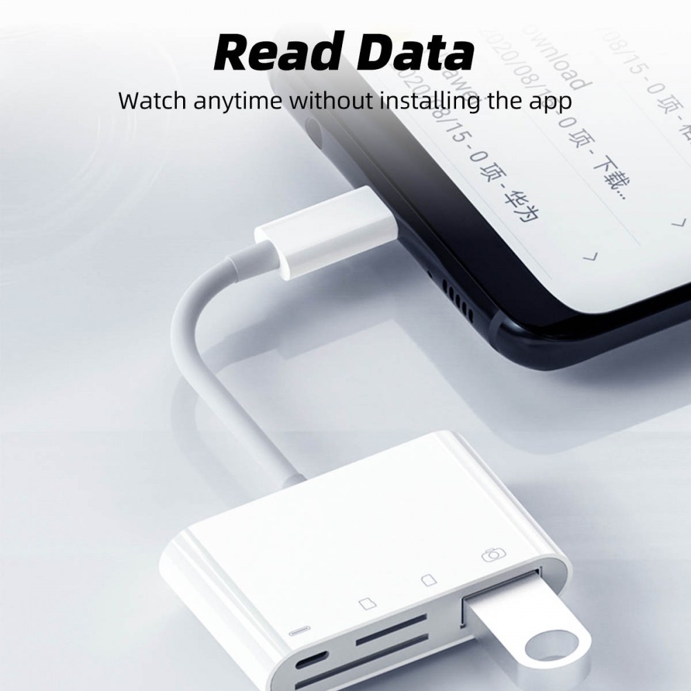 USB-C-Lesegerät für SD- & Micro-SD-Speicherkarten und USB (4 in 1) für MacBook & iPad - Weiss