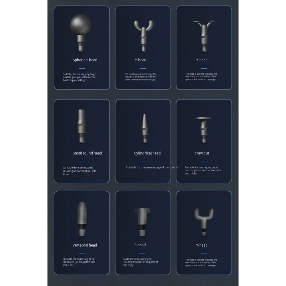 Massagepistole - Wiederaufladbare Massagepistole mit gro&szlig;er Kapazit&auml;t, 9 Intensit&auml;tsstufen / 9 Massagek&ouml;pfe