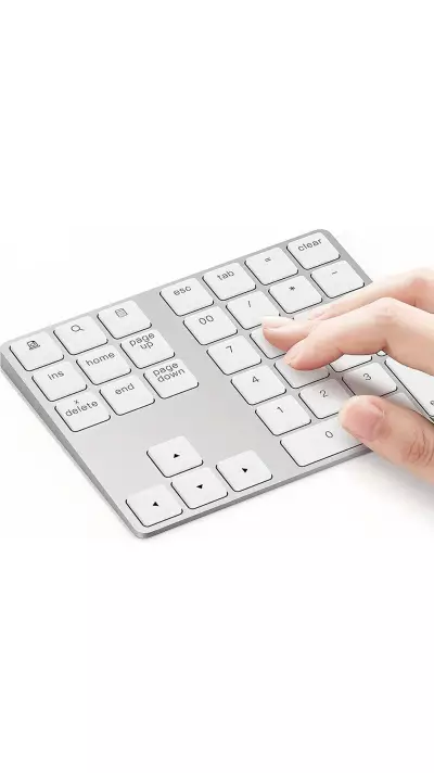 Kabelloses Bluetooth Mini-Ziffernblock tragbar wiederaufladbar kompakt für MacBook - Weiss