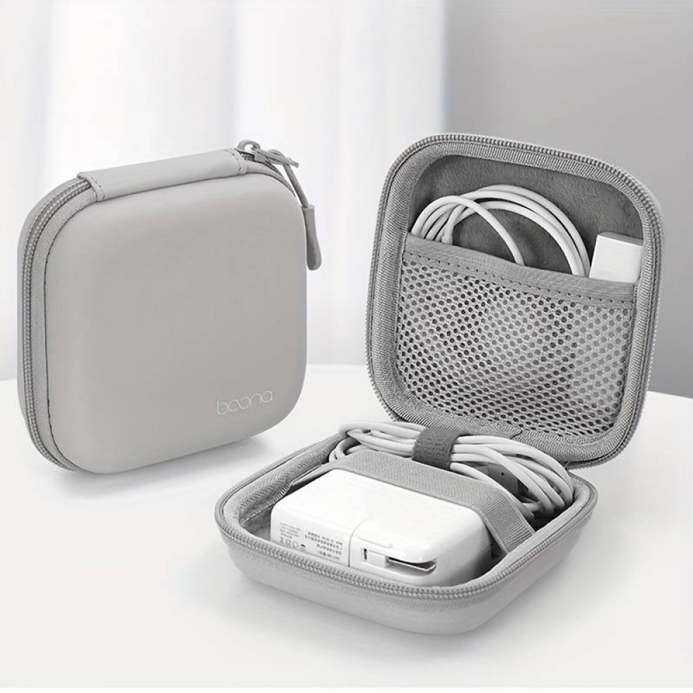 Mini fourre pochette universelle cuir pour chargeur MacBook + câble de charge & accessoires - Gris