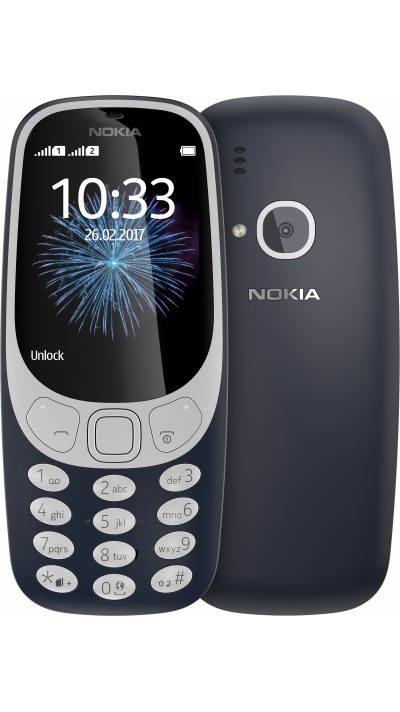 Nokia 3310 - 2G (T1030) - Téléphone portable néo-rétro - Bleu