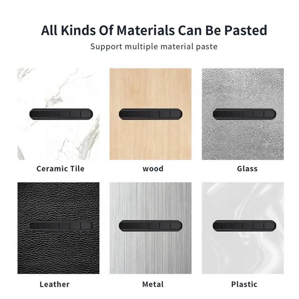 Organisateur de câble 3 canaux en silicone avec bande adhésive - Noir