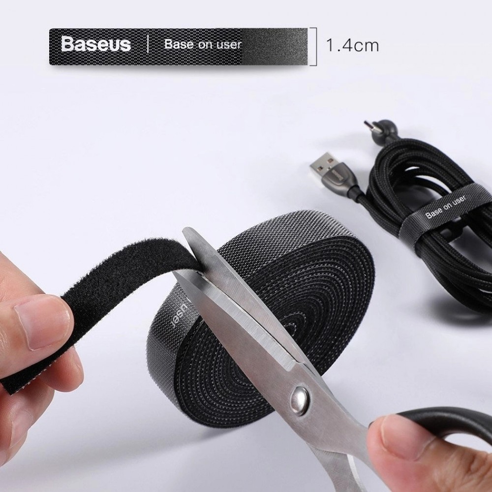 Organisateur de câbles Velcro Baseus Rainbow Circle, Sangles en boucle et crochet 3m, Ruban adhésif Velcro ACMGT-F01 - Noir