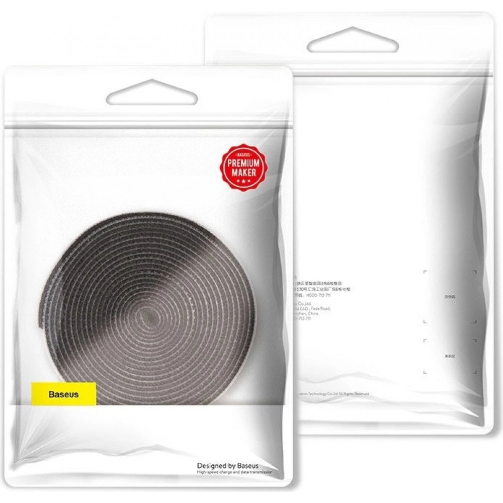 Organisateur de câbles Velcro Baseus Rainbow Circle, Sangles en boucle et crochet 3m, Ruban adhésif Velcro ACMGT-F01 - Noir