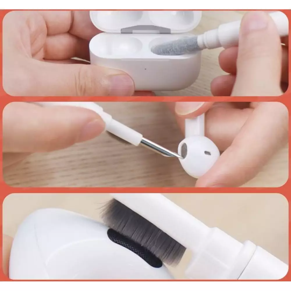 Outil de nettoyage 5 en 1 pour clavier et AirPods - Blanc - Rouge