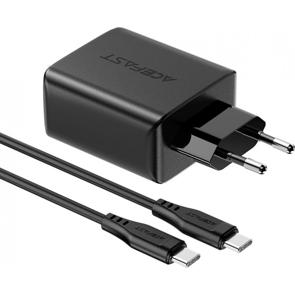 65W Schnellladegerät USB-C / USB-A PD QC 3.0 mit USB-C Kabel (1,2 m) - Schwarz