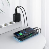 65W Schnellladegerät USB-C / USB-A PD QC 3.0 mit USB-C Kabel (1,2 m) - Schwarz
