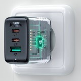 65W Schnellladegerät USB-C / USB-A PD QC 3.0 mit USB-C Kabel (1,2 m) - Schwarz