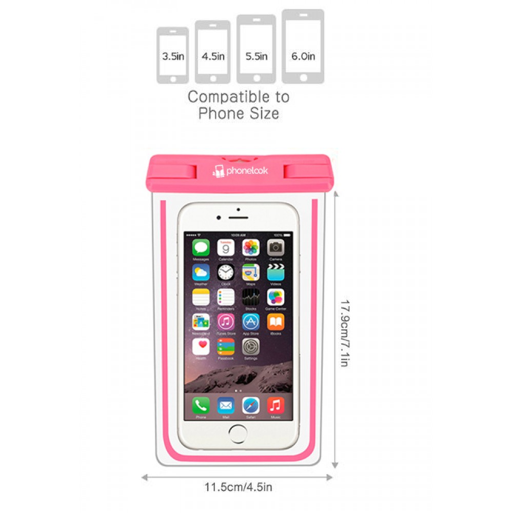 Pochette étanche waterproof pour smartphone avec capacité tactile PhoneLook - Rose