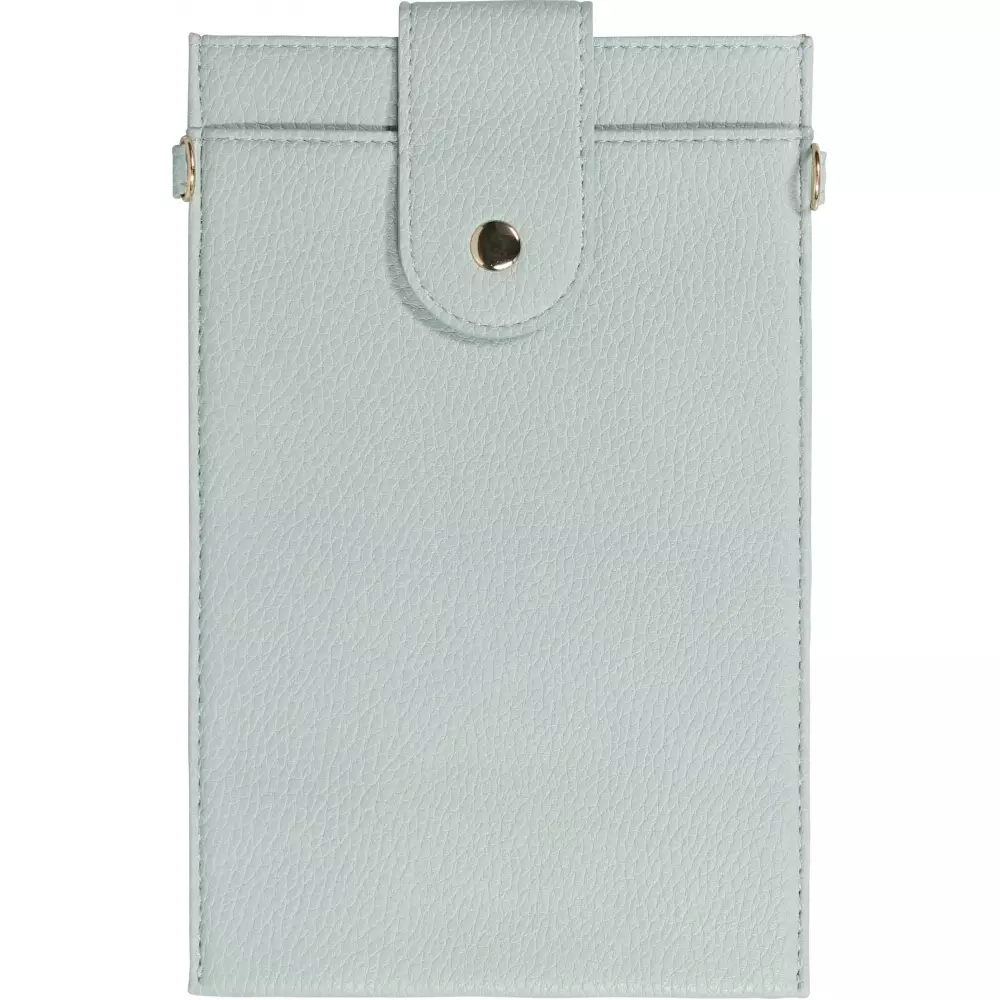 Elegante universelle Smartphone Umhängetasche aus veganem Leder inkl. Umhängegurt aus Leder (vegan) - Hellblau