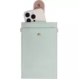 Elegante universelle Smartphone Umhängetasche aus veganem Leder inkl. Umhängegurt aus Leder (vegan) - Hellblau