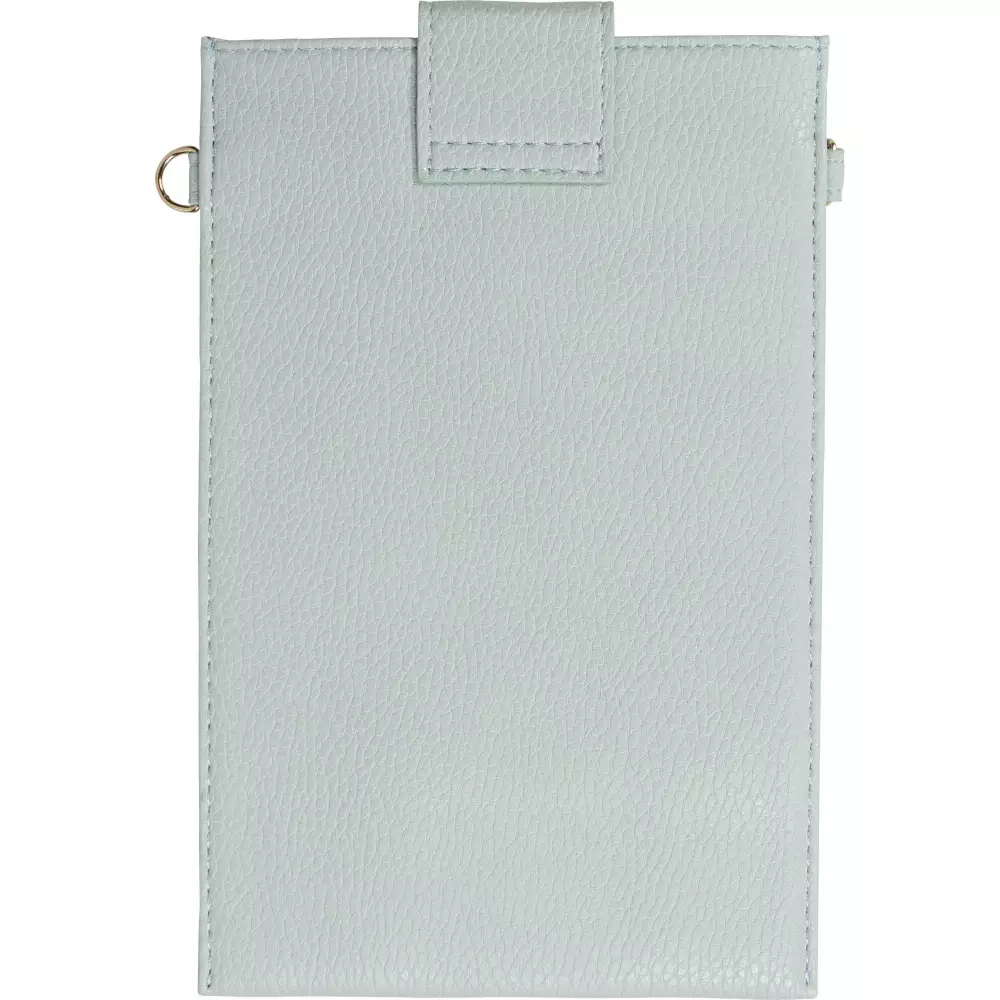 Elegante universelle Smartphone Umhängetasche aus veganem Leder inkl. Umhängegurt aus Leder (vegan) - Hellblau