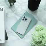 Elegante universelle Smartphone Umhängetasche aus veganem Leder inkl. Umhängegurt aus Leder (vegan) - Hellblau