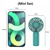 Pocket mini Hand-Ventilator für Unterwegs - Stärke einstellbar 3 stufig mit Akku - Dunkelgrün