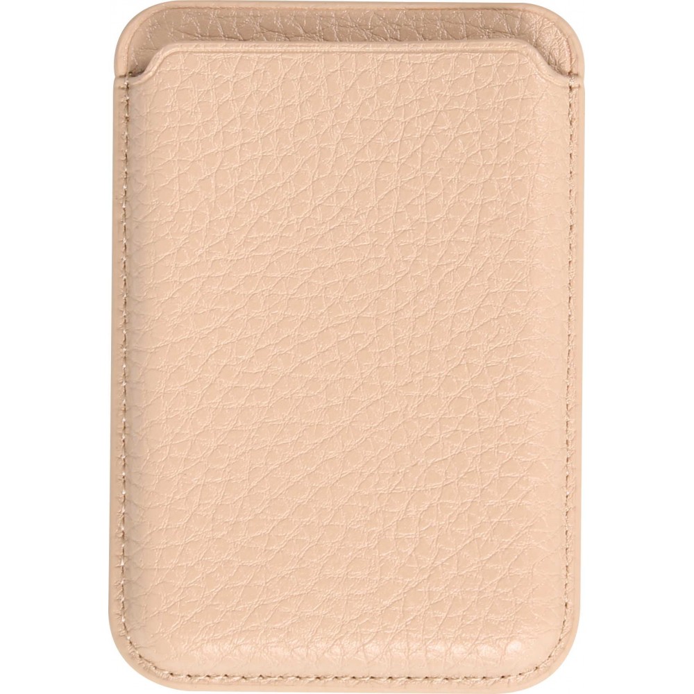 Portes-cartes MagSafe magnétique en cuir végan avec aiment fort - Beige