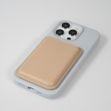 Portes-cartes MagSafe magnétique en cuir végan avec aiment fort - Beige