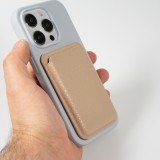 Portes-cartes MagSafe magnétique en cuir végan avec aiment fort - Beige